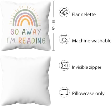 kdqua Boho Classroom Rainbow Reading Pillow Cover 18x18, Book Lovers Reader - Image 6