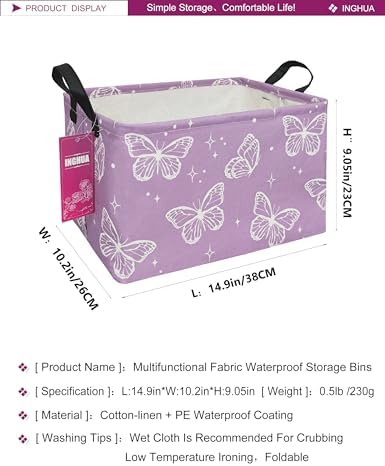 Rectangular Butterfly Storage Basket Gift Bag - Image 2