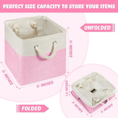 6 Pack 11x11 Inch Cube Storage Bins Fabric Square Cube Baskets - Image 2