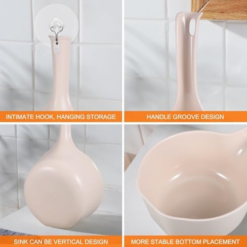 Plastic Water Scoop for Bath, Light Pink Shower Bucket, Bathroom Water Scoop Cup - Image 7