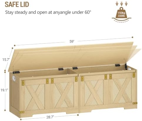 Hzuaneri 59" Boho Storage Chest and Bench | 70 Gal | 330lb Seat - Image 3