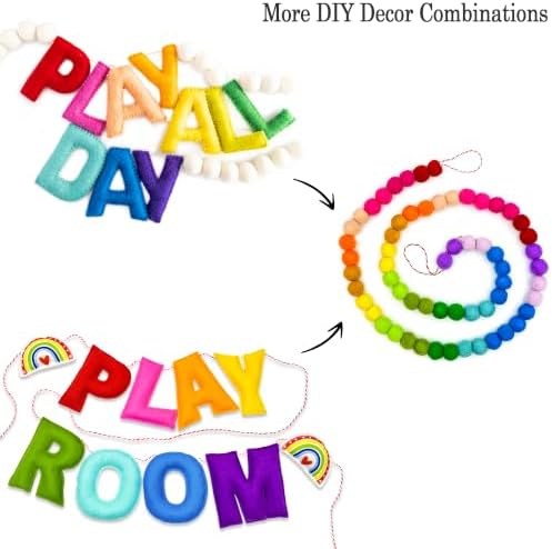 Pre-Strung 3D Rainbow Playroom Felt Banner Reusable Kid Playroom Decoration - Image 7