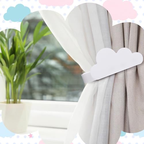 Briwooody 2 Pcs Cloud Curtain Holdbacks Acrylic White Curtain Tiebacks - Image 3