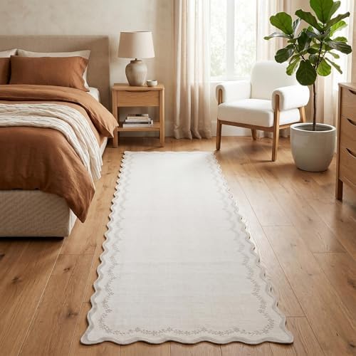 GarveeHome 2.5x10 Scalloped Washable Runner Rug Long Hallway Kitchen Rug by GarveeHome