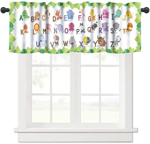ABC Alphabet Curtains Valance, Cartoon Colorful Animals School Education - Image 6