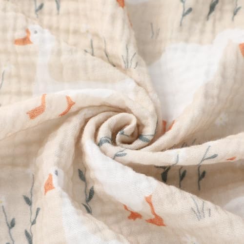Breling 2 Pcs Muslin Silly Goose Khaki Gingham Bassinet Sheets - Image 5