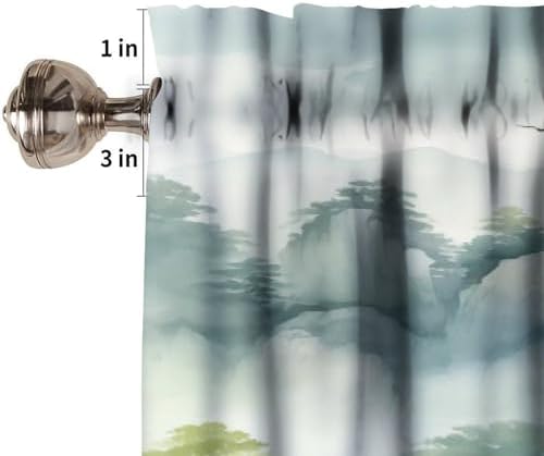 Forest Kitchen Valance Curtain, Watercolor Style Nature Woodland Green Forest - Image 3