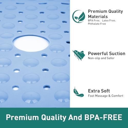 Large Square Shower Mat Tub Bath Mat Non Slip Light Blue 27"x27" - Image 6