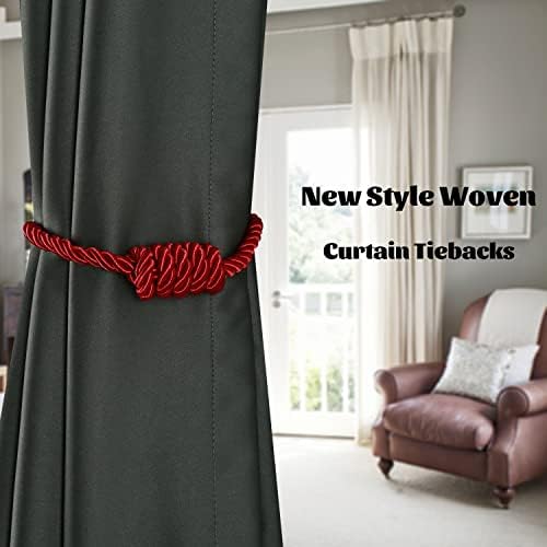 BEL AVENIR Magnetic Curtain Tiebacks 4 Pack Hand-Woven Curtain Ties - Image 6