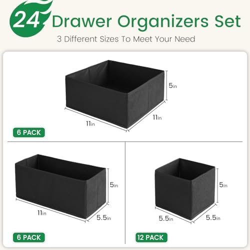 Criusia Drawer Organizer Clothes, 24 Pack Underwear Drawer Organizers, Foldable - Image 3