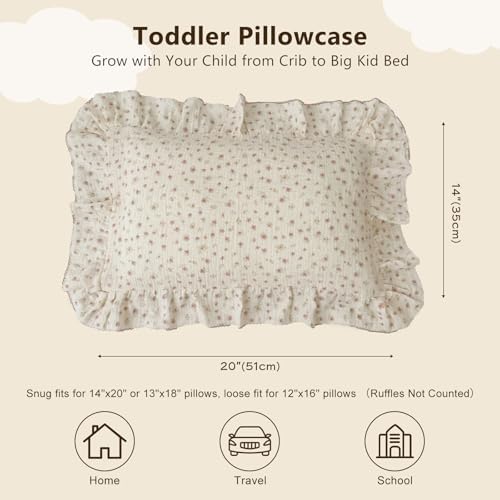 BuLuTu Muslin Baby Pillow Case for Crib Toddler Bed - Image 2