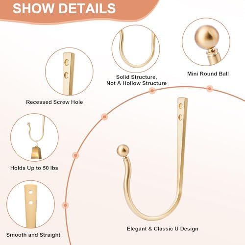 Mini Ball Curtain Holdbacks 4 Pack, Solid Zinc Alloy Wall Mounted Curtain - Image 4