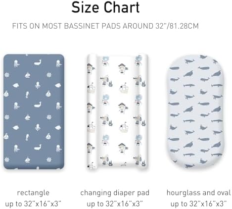 Baby Bassinet Sheets Girl Boy, 3 Pack Fitted Bassinet Sheet - Image 3