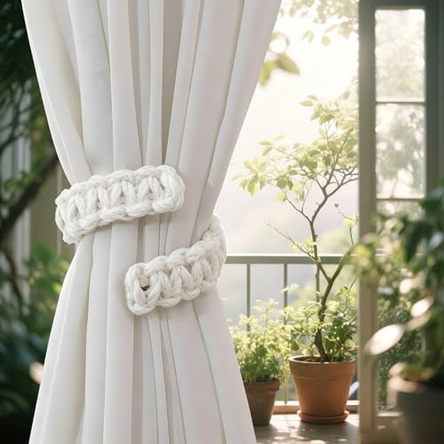 4 Pack Braided Curtain Tiebacks, Boho Handmade Curtain Holdbacks - Image 5