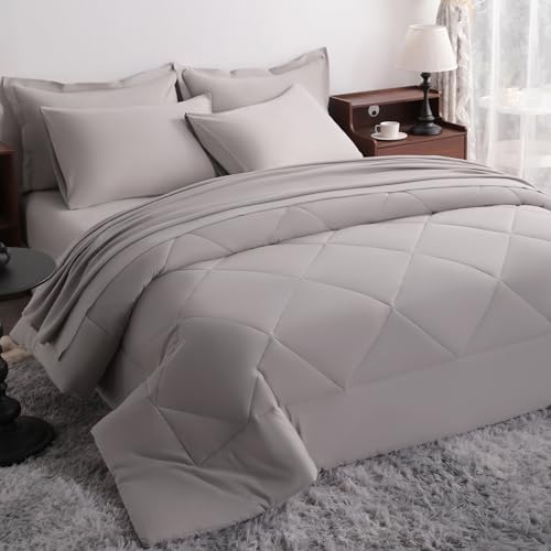 NTBAY King Microfiber Bed in a Bag, Comforter Set 7 Piece, Smoke Grey by NTBAY