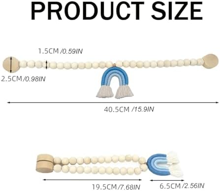 2 Pieces Wooden Beaded Curtain Tiebacks, Tassel Curtain Buckles Magnetic - Image 2