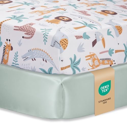 Pack and Play Sheets Fitted, Mini Crib Sheets 38x26 Inch by VivaCozy