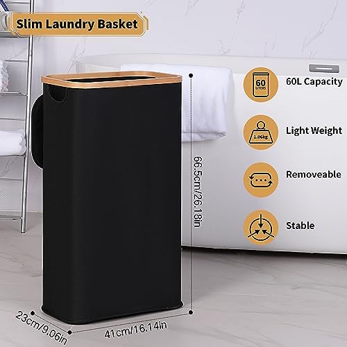 iEGrow 60L Slim Laundry Hamper, Narrow Laundry Basket - Image 3