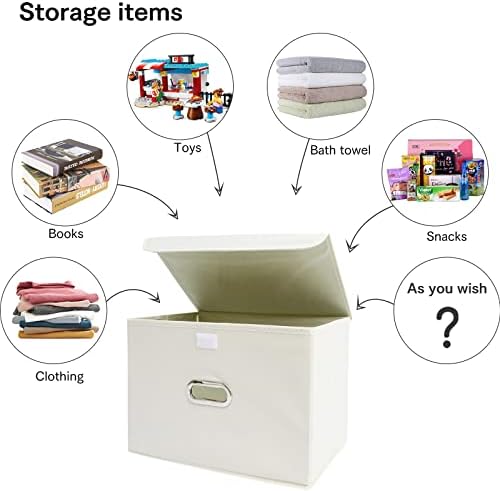 Linen Fabric Foldable Collapsible Storage Cube Bin Organizer Basket Fabric - Image 3