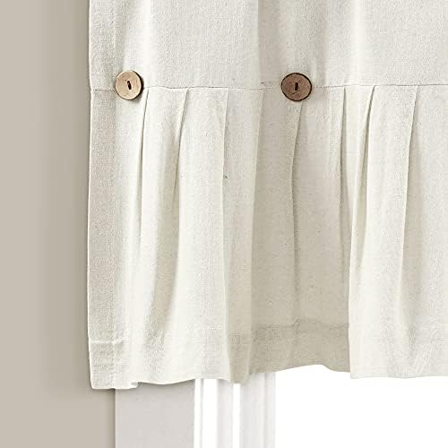 Lush Decor Linen Button Farmhouse Valance CurtiansOff White - Image 3