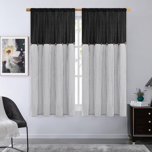 ASPMIZ Cotton Linen Farmhouse Living Room Curtains Boho Rustic Window Curtain - Image 3