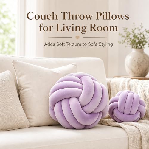 Petrella Purple Knot Pillow Ball, 11 Inch Round Decorative Pillow - Image 6