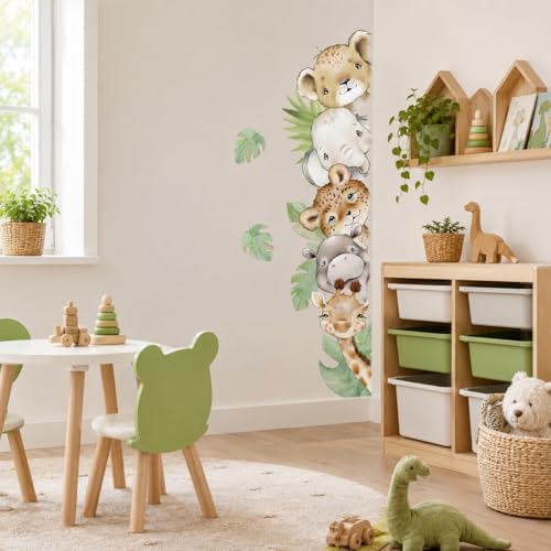 55.1 x 15.7 Inch Watercolor Jungle Animal Wall Decals Forest Animal Wall - Image 2