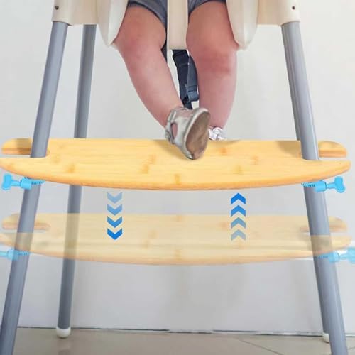 High Chair Footrest, Non-Slip Adjustable Natural Bamboo Wooden Footrest - Image 3