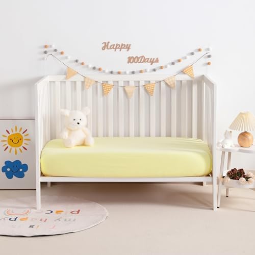 NTBAY 2 Pack Muslin Cotton Crib Sheets, Soft and Breathable Double Layer 28x52 - Image 2