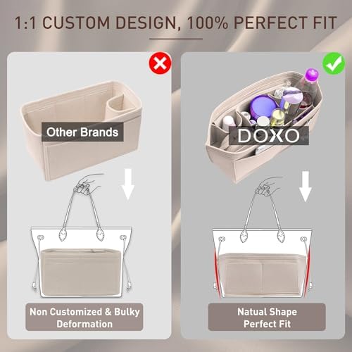 Doxo Purse Organizer Insert for Handbags & Base Shaper 2pc Set, Felt Neverfull - Image 6