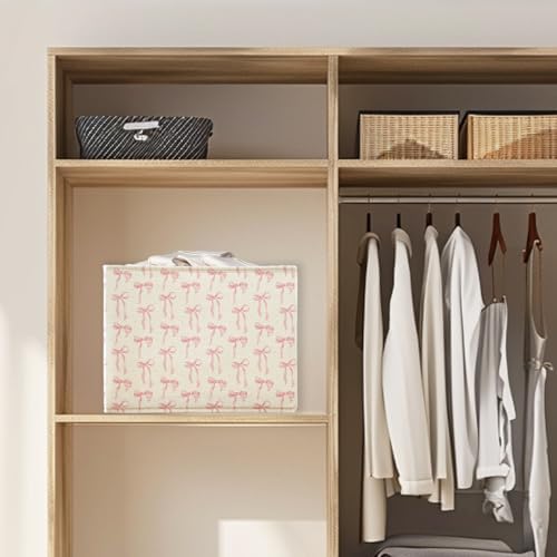 Coquette Pink Bow Storage Basket Bins - Image 5