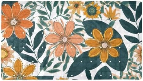 Shower Mat Non Slip, Colorful Flowers Leaves Anti Slip Bath Mat by Anna+Cowper