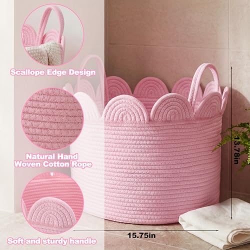 LemonRoad Round Woven Basket Pink - Image 2