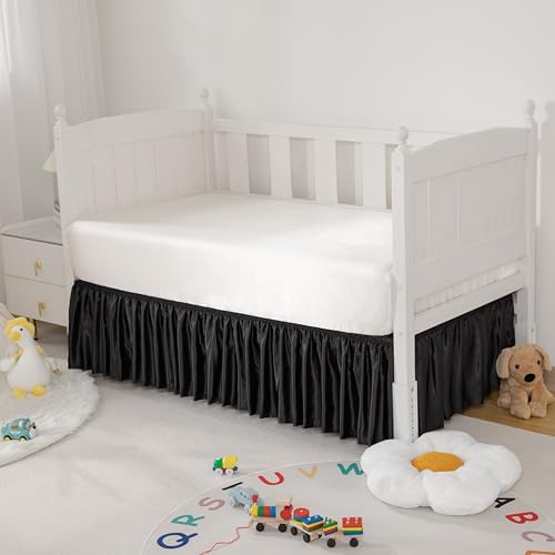 Black Satin Crib Bed Skirt - Image 2