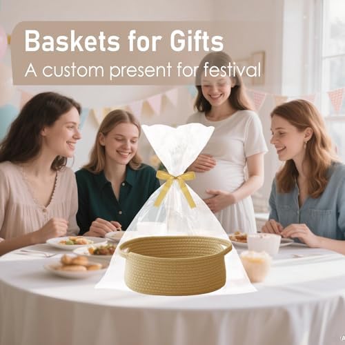 JMvicyroam Small Woven Basket, Empty Gift Basket, Jute/2 Pack - Image 4