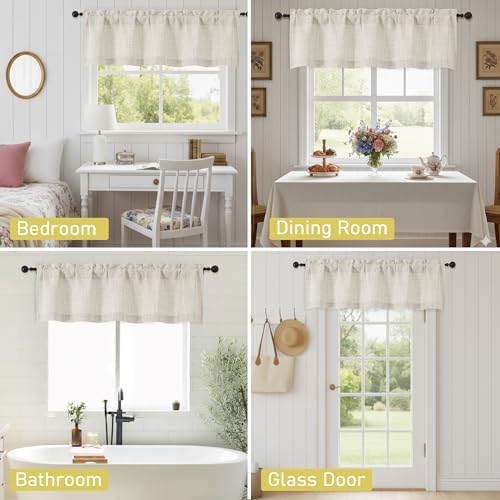 Valances for Windows, Light Filtering Faux Linen Textured Small Short Window - Image 7
