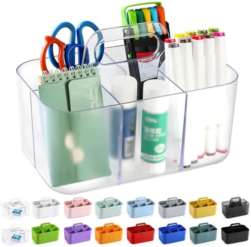 Multiuse Caddy Organizer with Handle, Portable Plastic Tote Bin by AOZITA