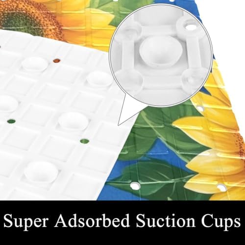 Bathtub Mat Non Slip 26.8x15.1 Inch, Sunflowers Shower Mat - Image 3