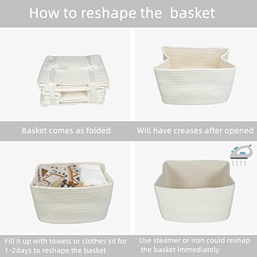 XUANGUO Woven Cotton Rope Storage Baskets 15x10x9.3" 3 Pack White - Image 7