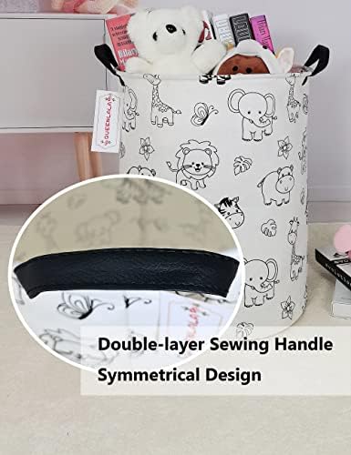 QUEENLALA Large Foldable Round Storage Basket Laundry Hamper - Image 5