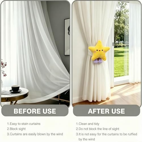 2 Pack Cartoon Star Curtain Tiebacks, Embroidered Curtain Holdbacks - Image 5