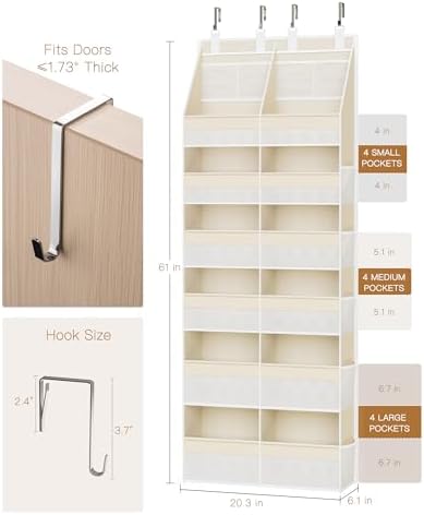 Criusia Over the Door Organizer, Extra Large 12 Compartments Closet Hanging - Image 2