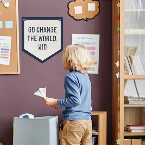 Toddler Nursery Decor Go Change The World Kid Felt Pennant Flags - Image 4