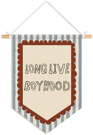 Boys Room Decor, Long Live Boyhood Wall Pennants Banners by Unknown