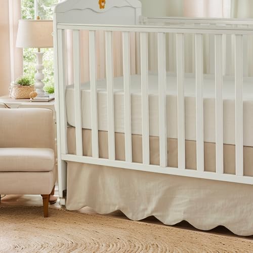 Brandream Scallop Edge Organic Cotton Crib Skirt, Baby Boy, Baby Girl, Gender by Brandream