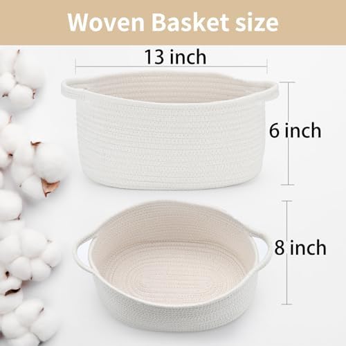 Happyiren Medium Woven Cotton Rope Basket, Empty DIY Gift Basket - Image 3
