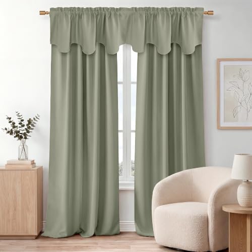 NICETOWN Greyish Green Valances 4 Panels - Image 6