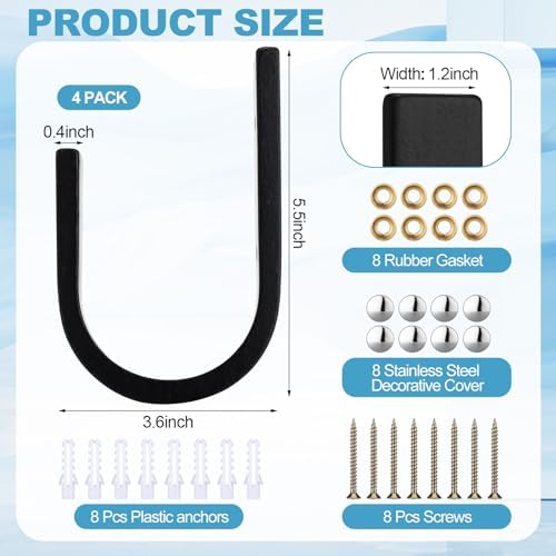 Kigley 4 Pcs Curtain Tiebacks Wood Holdback U Shaped Wall Mount - Image 2