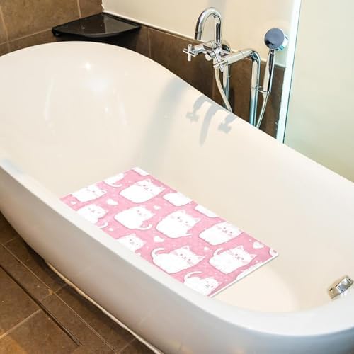 Bathtub Mat Non Slip 26.8x15.1 Inch, Cute Cats Shower Mat - Image 4