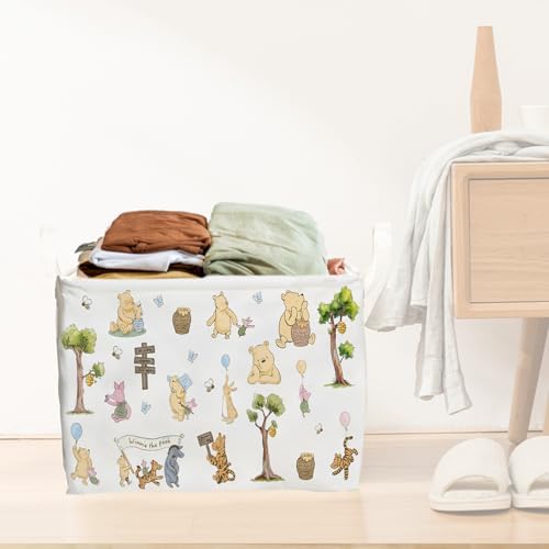 Winnie Storage Nursery Basket, Large squarecanvas Laundry Hamper WithWinnie - Image 6